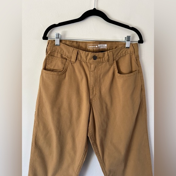 Carhartt Relaxed Straight Rigby Canvas Work Pants Hickory Tan Size W31XL32 - Picture 3 of 12